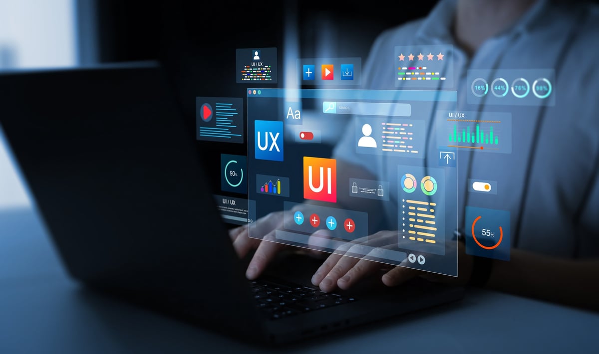 Web design holographic UI-UX display